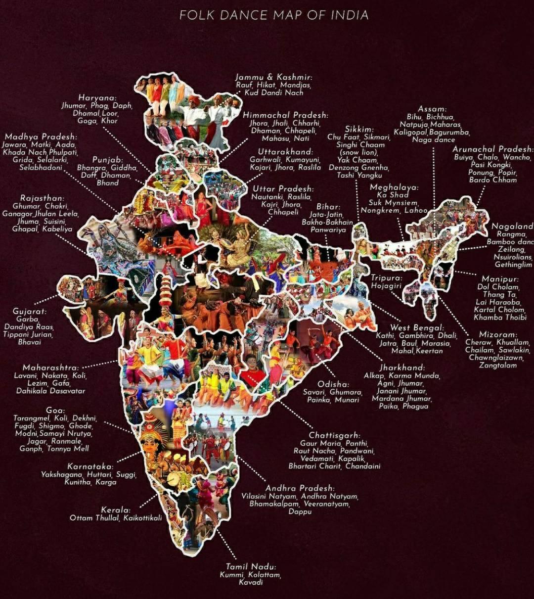 Folk Dances in India Map