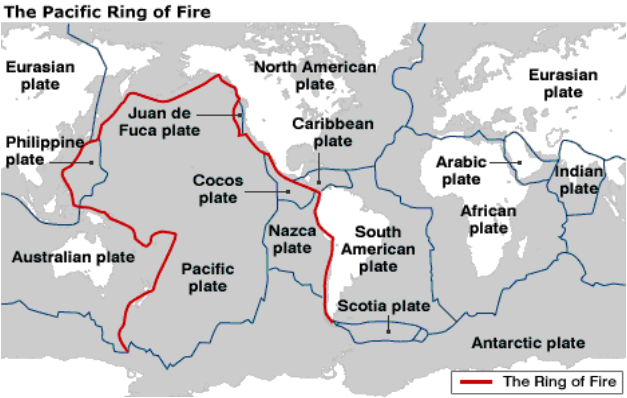 Pacific 'Ring of Fire' map with trenches (image for illustrative purposes  only Stock Photo - Alamy