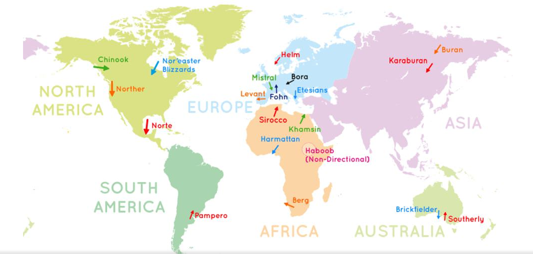 LIST OF LOCAL WINDS AROUND THE WORLD